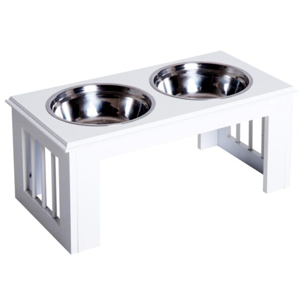 Raised Dog Feeding Bowls - Premium Stainless Stand - white background view