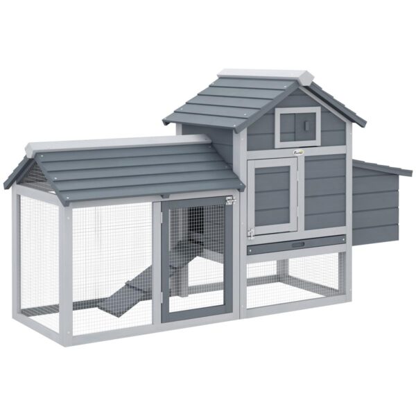 Small Chicken Coop - Hen House with Run - white background view