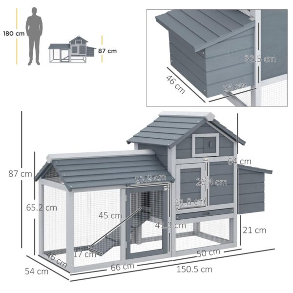 Small Chicken Coop - Hen House with Run - dimensions view