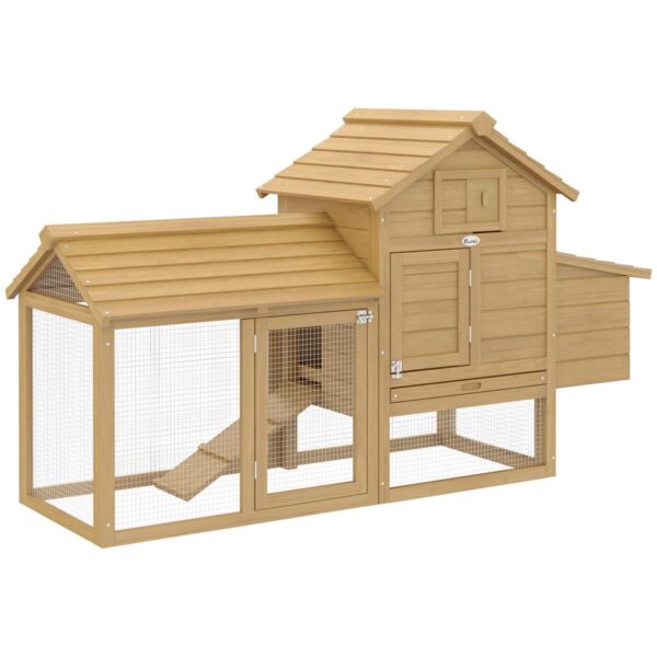 Small Chicken Coop - Wood Hen House with Run - white background view