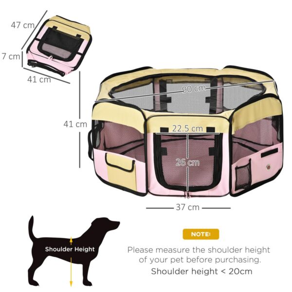 Small Fabric Pet Playpen – Portable Whelping Box (90 x 41cm, Pink) - dimensions view