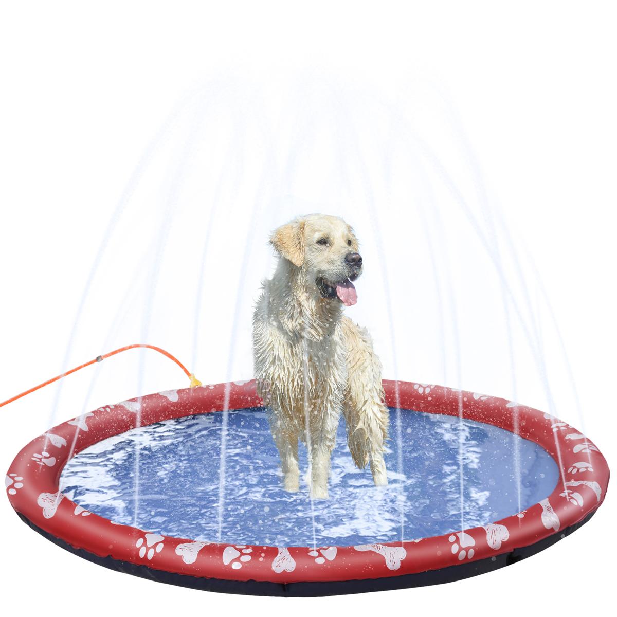 Splash Pad Sprinkler for Pets - Dog Bath Mat - white background view