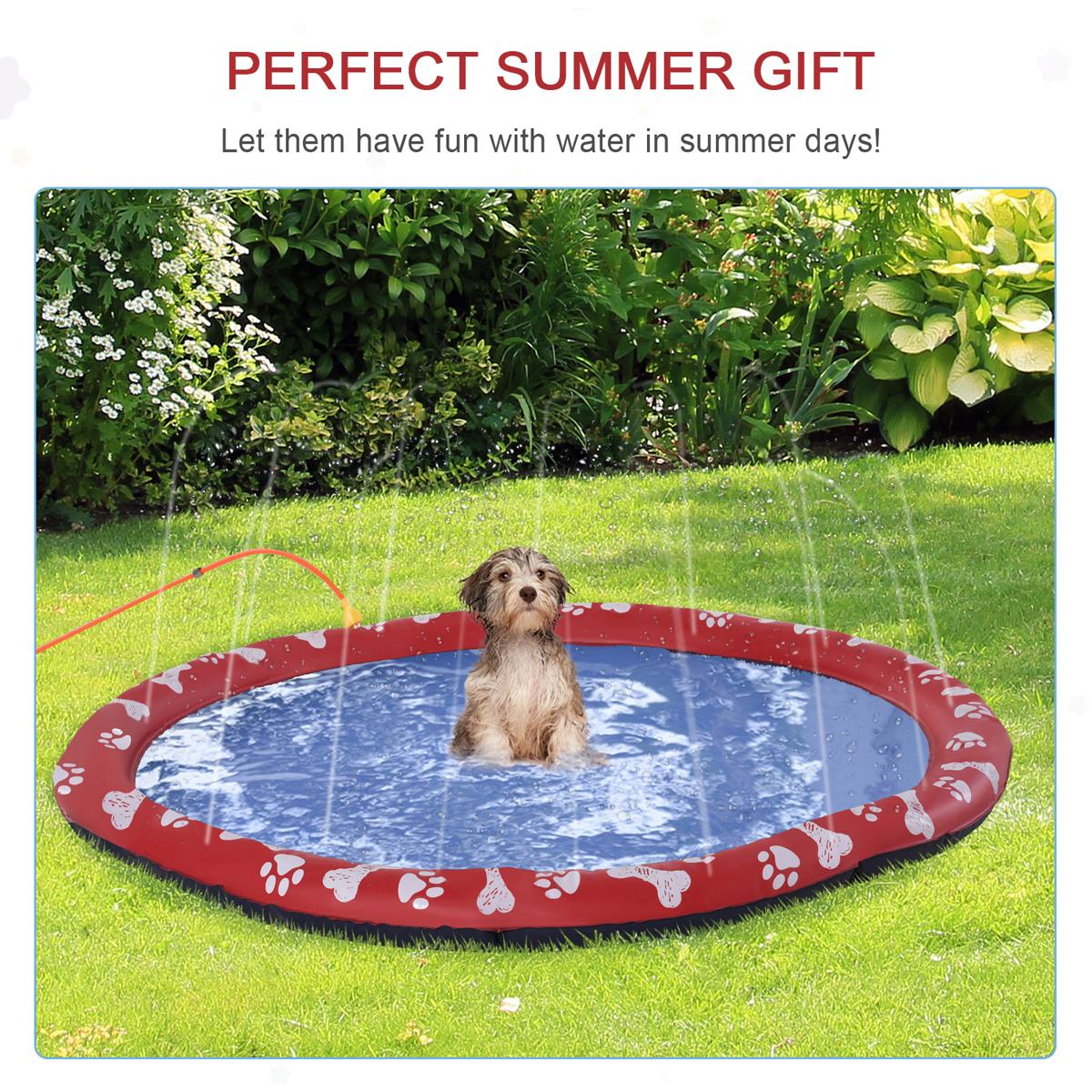 Splash Pad Sprinkler for Pets - Dog Bath Mat (170cm, Red) - Image 4