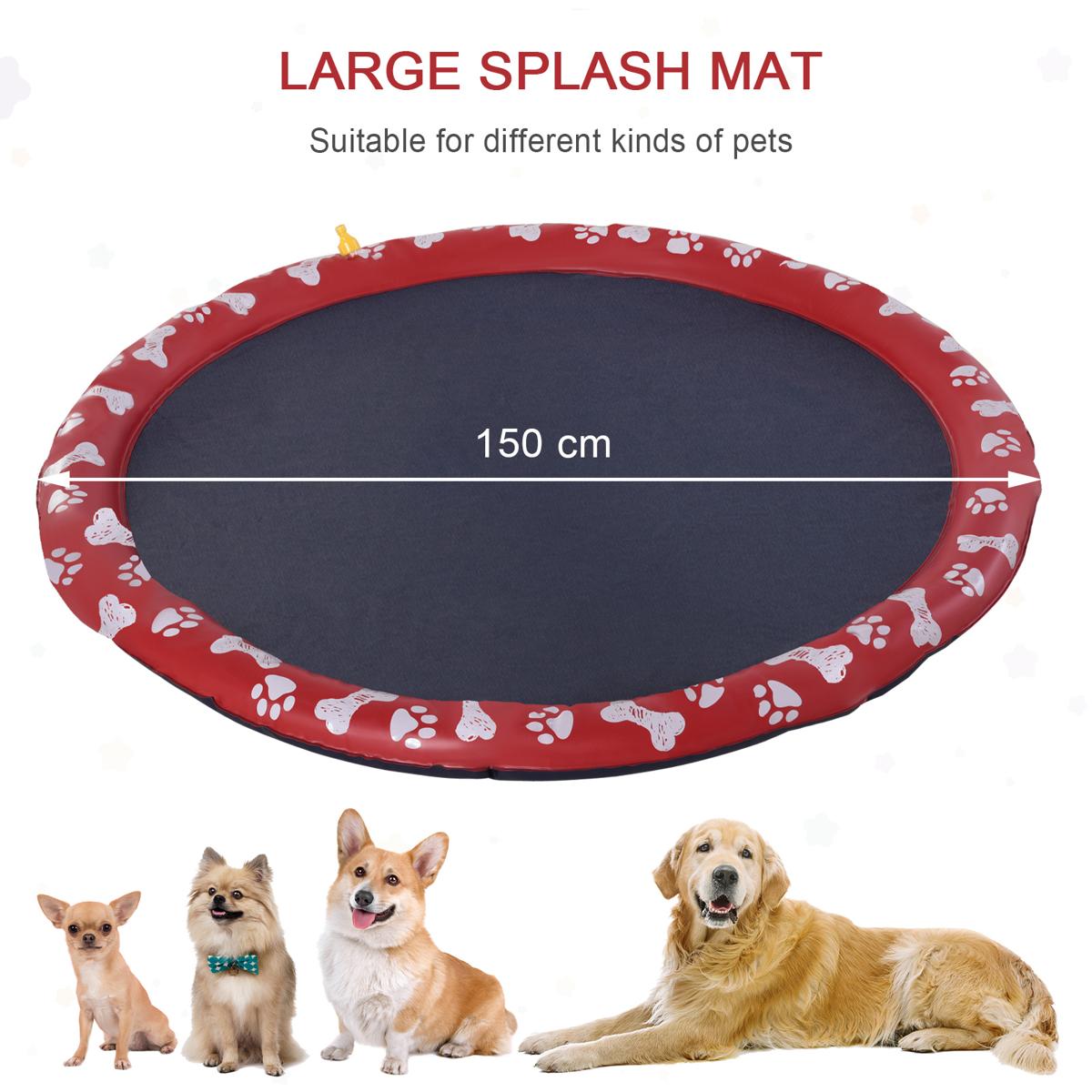 Splash Pad Sprinkler for Pets - Dog Bath Mat (170cm, Red) - Image 5