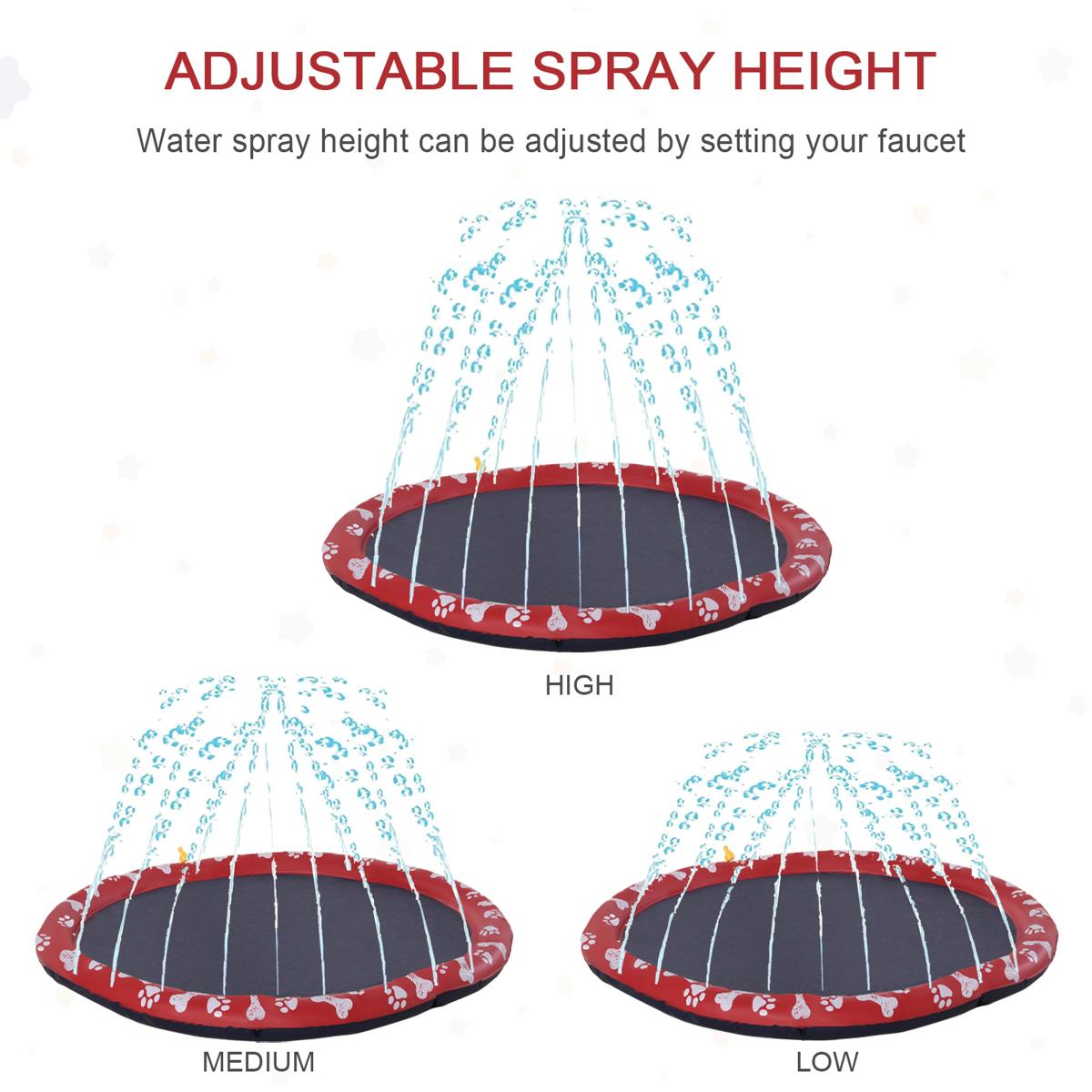 Splash Pad Sprinkler for Pets - Dog Bath Mat (170cm, Red) - Image 6