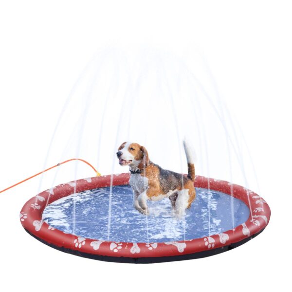 Splash Pad Sprinkler for Pets - Dog Bath Mat - white background view
