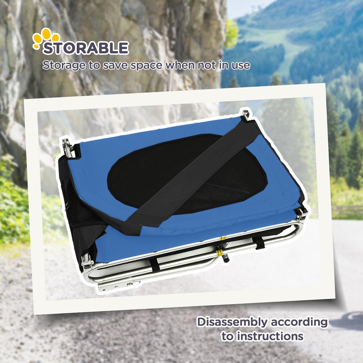 Steel Dog Bike Trailer - Water Resistant Pet Cart Kit (Black & Blue) - Image 5