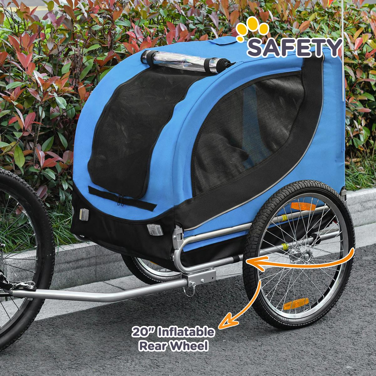 Steel Dog Bike Trailer - Water Resistant Pet Cart Kit (Black & Blue) - Image 7