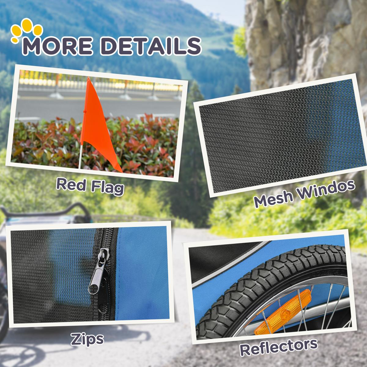 Steel Dog Bike Trailer - Water Resistant Pet Cart Kit (Black & Blue) - Image 8