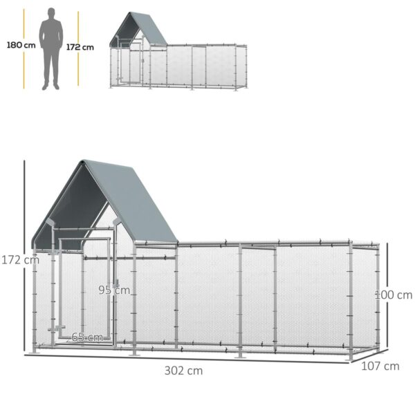 Walk‑In Chicken Coop - Large Cage for 6-8 Hens - dimensions view