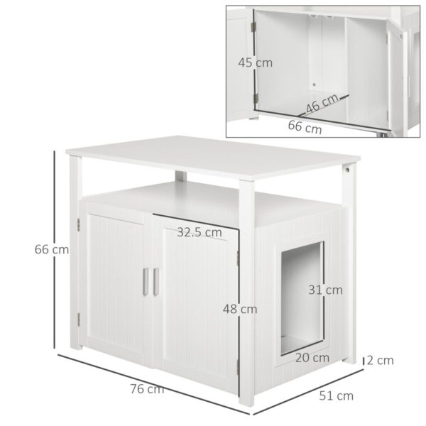 Wooden Cat Litter Box - Enclosure with Adjustable Wall - dimensions view