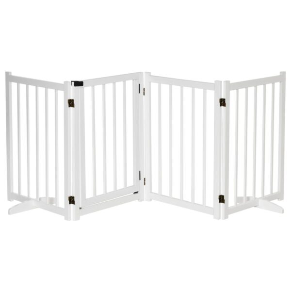 Wooden Dog Gate - Indoor Freestanding Barrier - white background view