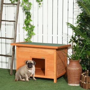 PetsMania Wooden Dog Kennel Elevated Dog Pet House w/ Open Top 82W x 58D x 58H cm - in use view