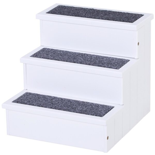 Wooden Dog Steps Set & Cat Ladder - Pet Stairs for Bed/Couch - white background view