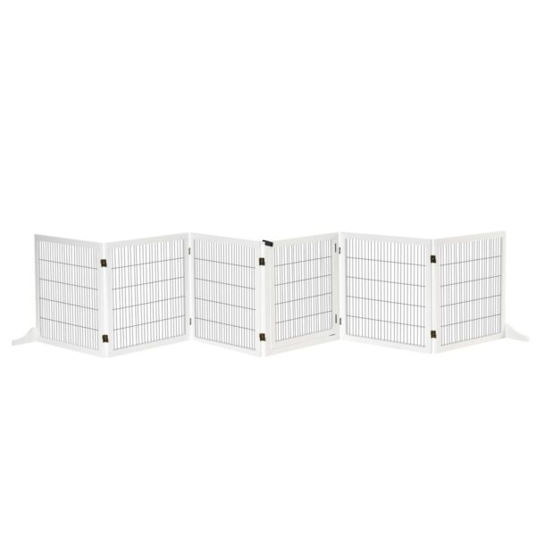 Wooden Pet Gate - Freestanding Safety Barrier - white background view