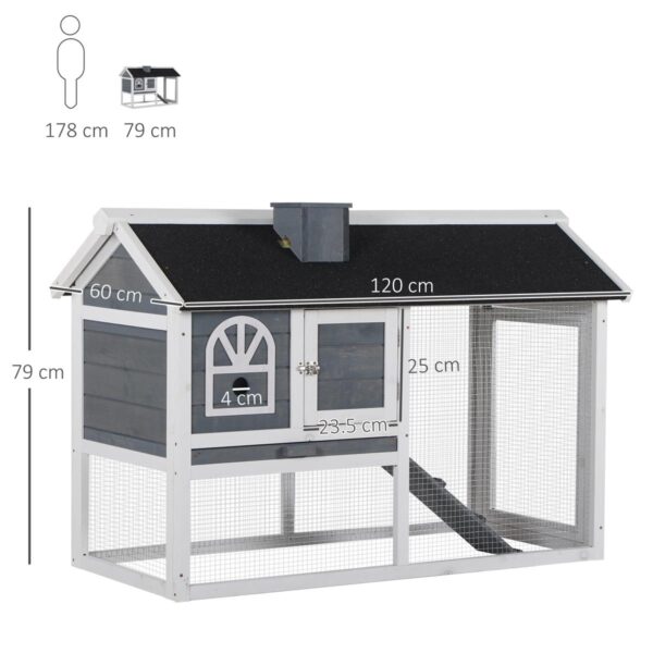 Wooden Rabbit Hutch & Run - With Sliding Tray - dimensions view