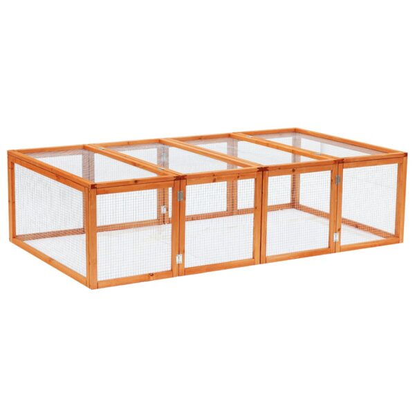 6ft Wooden Rabbit Hutch - Durable Wire Mesh, Open Roof - white background view